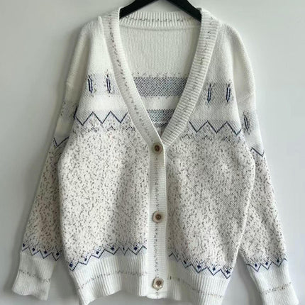 Womens Cardigans Casual Long Sleeve Knit Button Down Print Sweaters