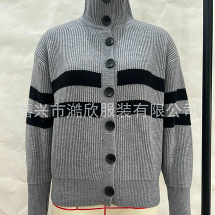 Women's Long Sleeve Sweater Open Front Knit Button Down Lapel Cardigans