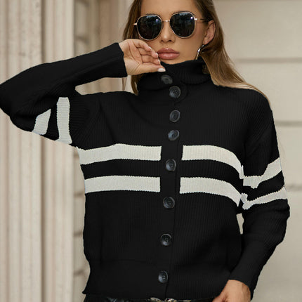 Women's Long Sleeve Sweater Open Front Knit Button Down Lapel Cardigans