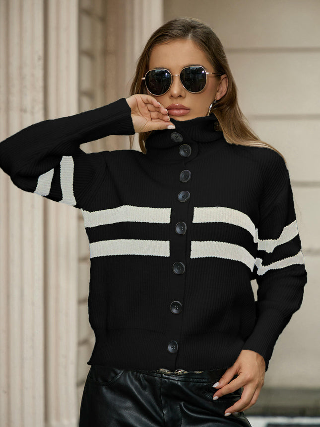 Women's Long Sleeve Sweater Open Front Knit Button Down Lapel Cardigans
