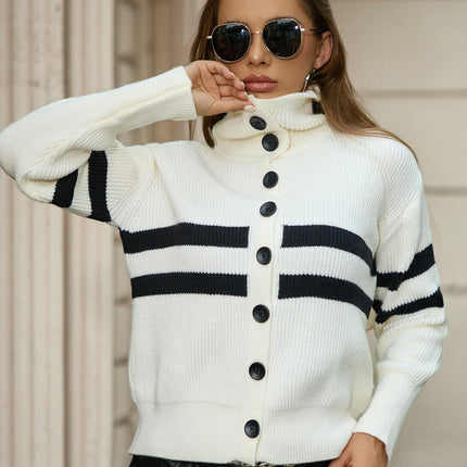 Women's Long Sleeve Sweater Open Front Knit Button Down Lapel Cardigans