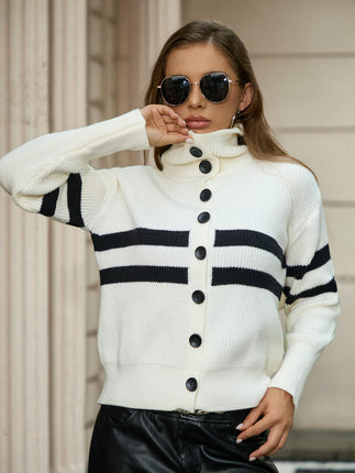 Women's Long Sleeve Sweater Open Front Knit Button Down Lapel Cardigans