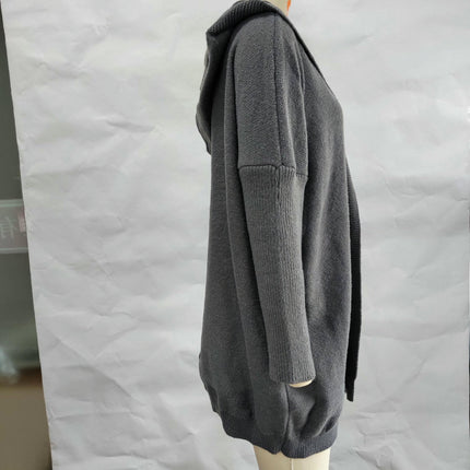 Women's Long Sleeve Open Front Hoodie Knit Sweater Cardigan Outwear