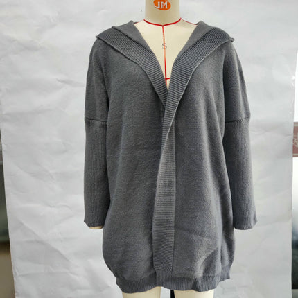 Women's Long Sleeve Open Front Hoodie Knit Sweater Cardigan Outwear