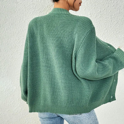 Womens V Neck Long Sleeve Button Down Open Front Knit Cardigan Sweaters