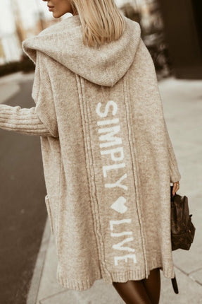 Womens Long Cardigans Knitted Open Front Oversized Hooded Outerwear Sweater