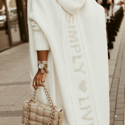 Womens Long Cardigans Knitted Open Front Oversized Hooded Outerwear Sweater