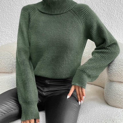 Womens Turtleneck Long Sleeve Pullover Sweater Casual Knit Jumper Top