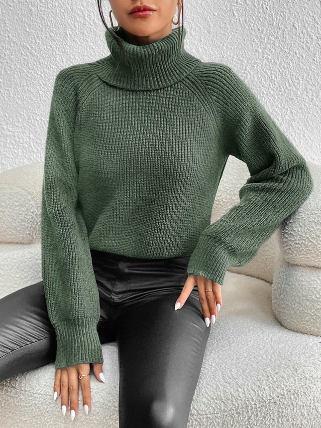 Womens Turtleneck Long Sleeve Pullover Sweater Casual Knit Jumper Top