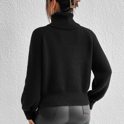 Womens Turtleneck Long Sleeve Pullover Sweater Casual Knit Jumper Top