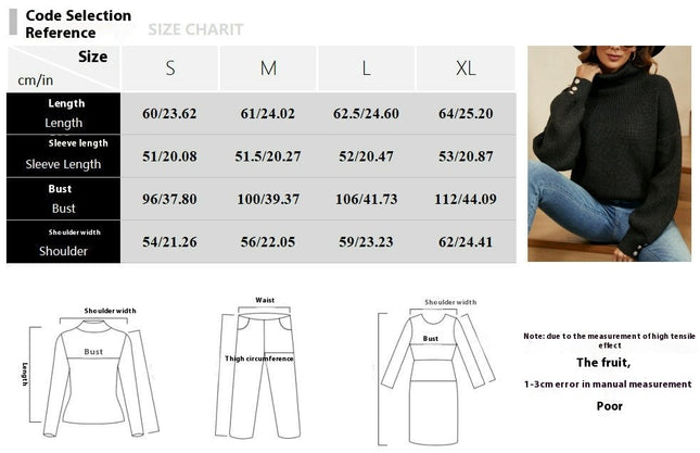 Womens Turtleneck Sweaters Long Sleeve Knit Casual Loose Jumper Tops