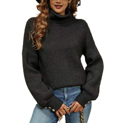 Womens Turtleneck Sweaters Long Sleeve Knit Casual Loose Jumper Tops