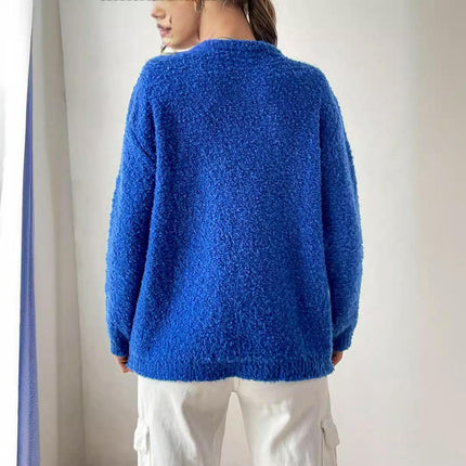 Womens Soft Long Sleeve Crew Neck Knitted Pullover Sweaters