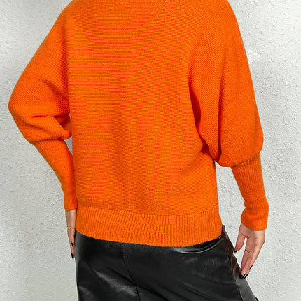 Womens Casual Drop Shoulder Long Sleeve V Neck Pullover Sweater