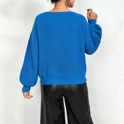 Womens Off The Shoulder Boat Neck Fall Knit Long Sleeve Pullover Sweaters
