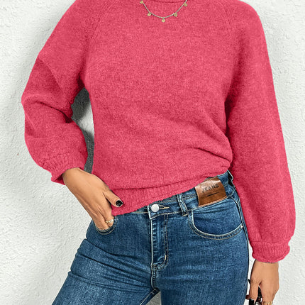 Women's Crewneck Sweater Long Sleeve Ribbed Knit Pullover Jumper Tops