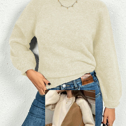 Women's Crewneck Sweater Long Sleeve Ribbed Knit Pullover Jumper Tops