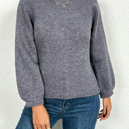 Women's Crewneck Sweater Long Sleeve Ribbed Knit Pullover Jumper Tops