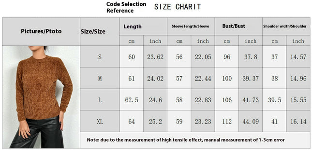 Women's Long Sleeve Crewneck Knit Warm Sweaters Fall Pullover Tops