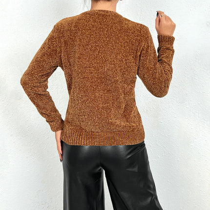 Women's Long Sleeve Crewneck Knit Warm Sweaters Fall Pullover Tops