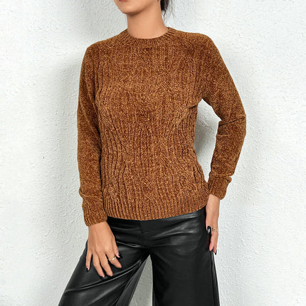 Women's Long Sleeve Crewneck Knit Warm Sweaters Fall Pullover Tops