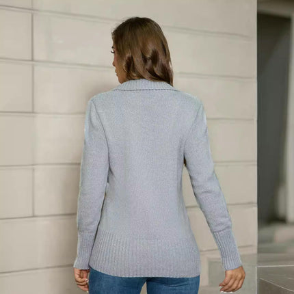 Women's Wrap V Neck Sweaters Long Sleeve Knitted Pullover Top