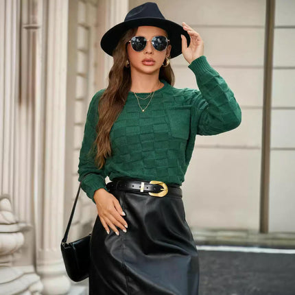 Womens Crewneck Long Sleeve Knit Pullover Sweater Casual Fall Tops