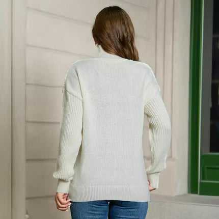 Womens Turtleneck Pullover Sweater Casual Ribbed Knit Long Sleeve Chunky Tops