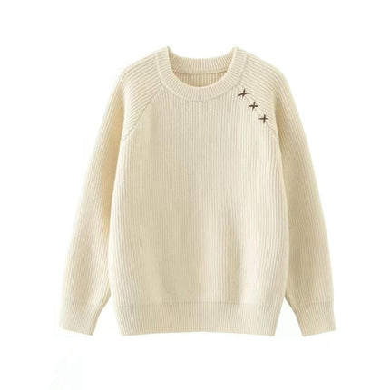 Womens Fall Pullover Crewneck Tops Long Sleeves Jumper Sweater