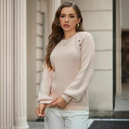 Womens Fall Pullover Crewneck Tops Long Sleeves Jumper Sweater