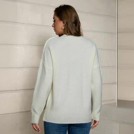 Women's Long Sleeve Cable Sweater Crew Neck Casual Fall Knit Pullover Tops