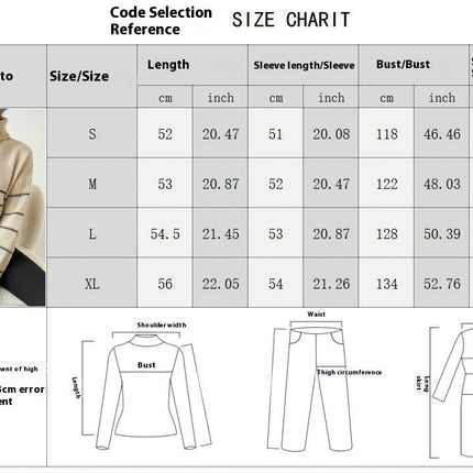 Sweaters for Women Long Sleeve Turtleneck Knit Striped Pullover Jumpers Tops