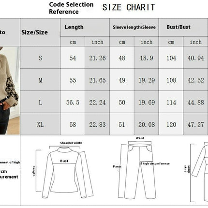 Womens Knitted V Neck Sweaters Leopard Long Sleeve Pullover Sweater