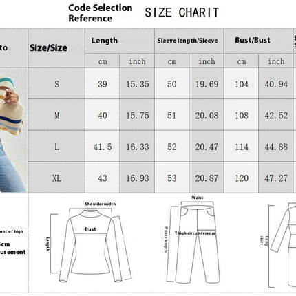 Women's Stripe Crewneck Cropped Sweater Long Sleeve Knit Pullover Jumper Tops
