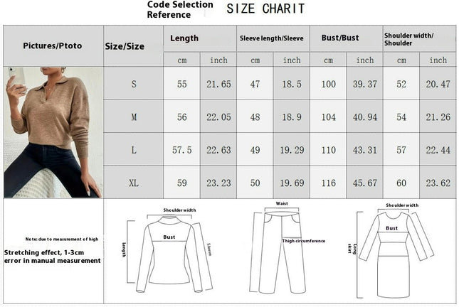 Women's Polo Neck Sweater Long Sleeve Knitted Pullover Fall Tops