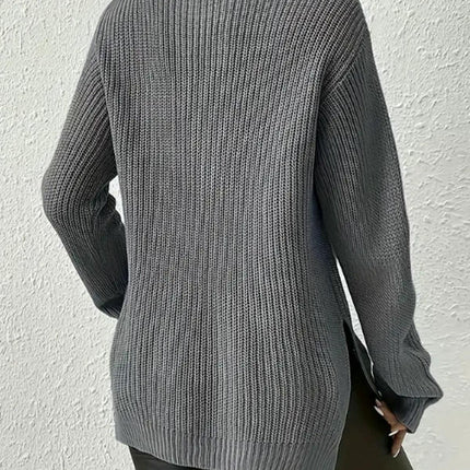 Womens Sweaters Long Sleeve 1/4 Zip Pullover Polo V Neck Casual Tops