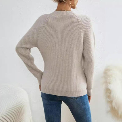 Women Long Sleeve Wrap V Neck Sweater Casual Knit Pullover Top