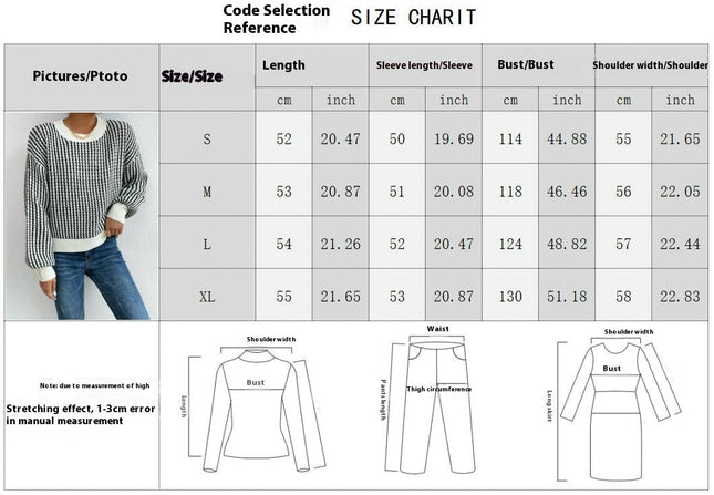 Women's Striped Sweater Long Sleeve Crew Neck Knit Fall Winter Pullover Tops