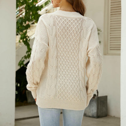 Long Sleeve Sweaters for Women Fall Winter Cable Knit V Neck Pullover Tops