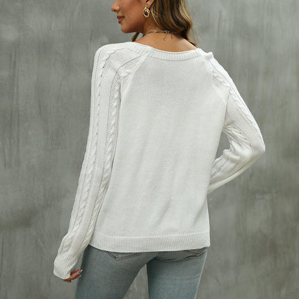 Womens Fall Long Sleeve Tops Casual Square Neck Cable Knit Pullover Sweaters