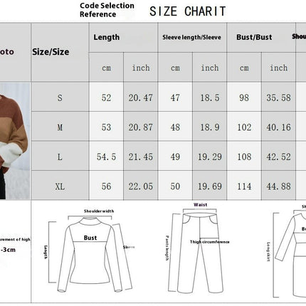 Womens Fall Color Block Sweaters Long Sleeve Crewneck Pullover Knit Jumper Tops