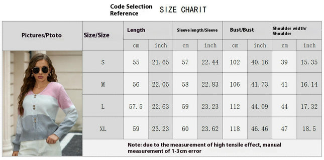Womens Color Block Sweater V Neck Long Sleeve Fall Trendy Knit Pullover Tops