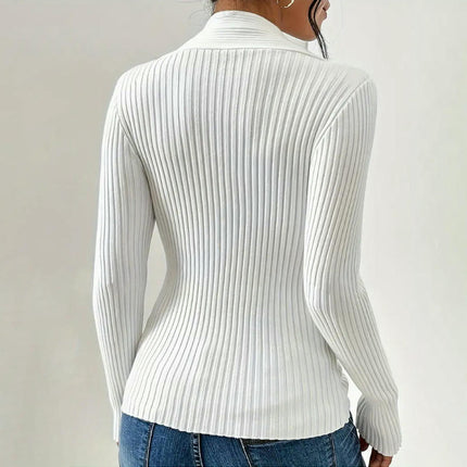 Womens Casual V Neck Long Sleeve Pullover Sweaters Twsit Front Knit Jumper Tops