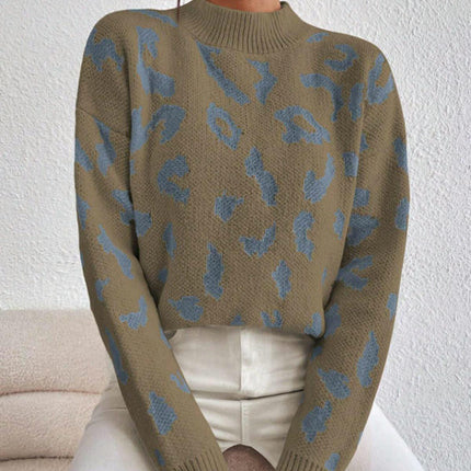 Sweaters for Women Crewneck Long Sleeve Color Block Loose Knit Pullover Tops