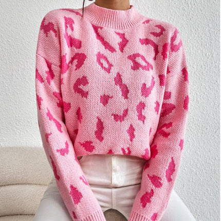 Sweaters for Women Crewneck Long Sleeve Color Block Loose Knit Pullover Tops