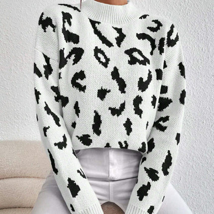 Sweaters for Women Crewneck Long Sleeve Color Block Loose Knit Pullover Tops
