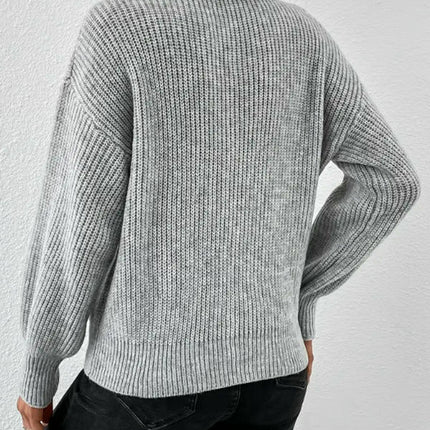 Womens 1/4 Zip V Neck Pullover Sweaters Long Sleeve Knit Pullover Jumper Fall Tops
