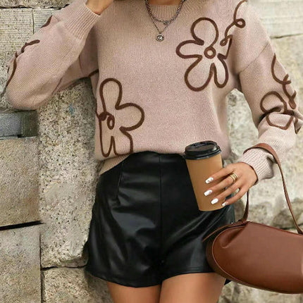 Womens Fall Flora Long Sleeve Sweaters Knit Winter Pullover Jumper Tops