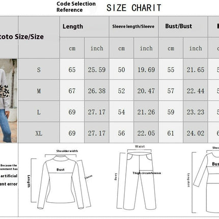 Women's Long Sleeve Knit Sweaters Casual V Neck Fall Leopard Pullover Tops