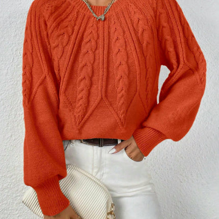 Sweaters for Women Crewneck Lantern Long Sleeve Casual Cable Knit Pullover Tops
